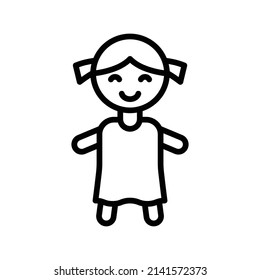 Doll Icon. Line Art Style Design Isolated On White Background