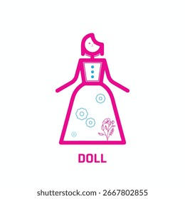 A Doll Icon on a white background, A hand drawn illustration of Doll icon on a white background