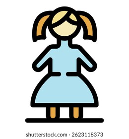 Doll icon. Outline doll vector icon color flat isolated