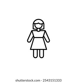 Doll icon set. outlined and solid filled versions.