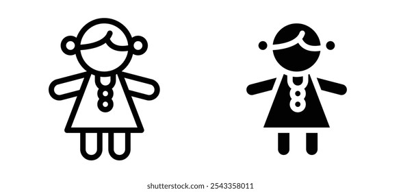 Doll icon symbol collection on white background.