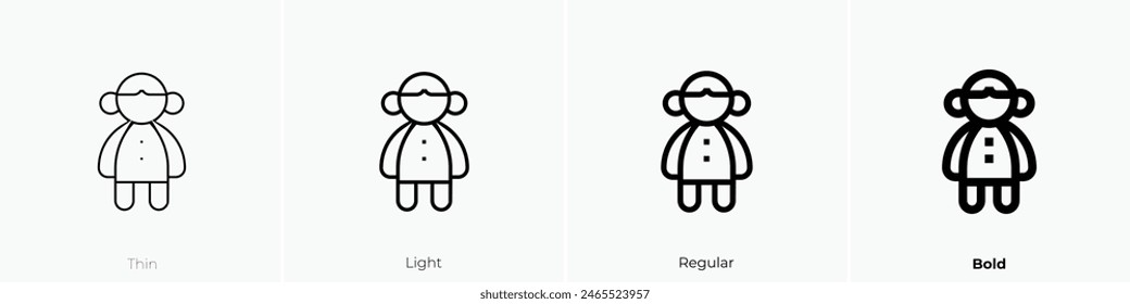 doll icon. Thin, Light Regular And Bold style design isolated on white background