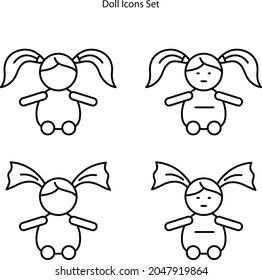 doll icons set isolated on white background. doll icon thin line outline linear doll symbol for logo, web, app, UI. doll icon simple sign.