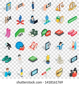 Doll icons set. Isometric style of 36 doll vector icons for web for any design