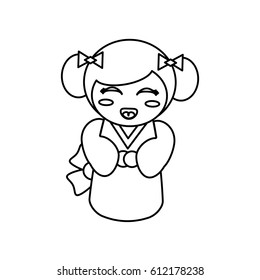 doll kokeshi decoration outline