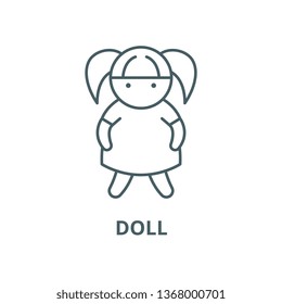 Doll line icon, vector. Doll outline sign, concept symbol, flat illustration