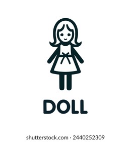 doll little girl toy logo vector illustration template design