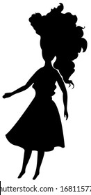 a doll with long hair, silhouette vector