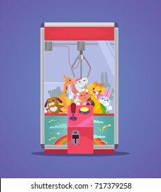 Doll machine. Vector flat cartoon illustration