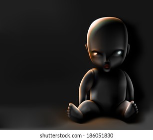 Doll on dark background, eps 10