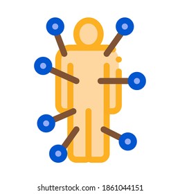 Doll With Pins Icon Vector. Outline Doll With Pins Sign. Color Isolated Contour Symbol Illustration