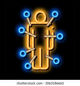 Doll With Pins neon light sign vector. Glowing bright icon Doll With Pins sign. transparent symbol illustration