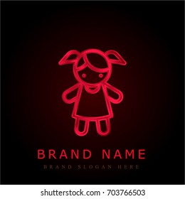 Doll red chromium metallic logo