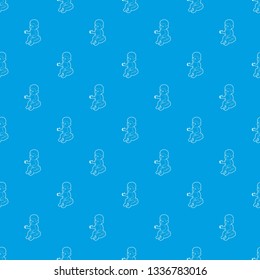 Doll sitting on the potty pattern vector seamless blue repeat for any use