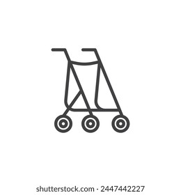 Icono de línea de cochecito de muñeca. signo de estilo lineal para concepto móvil y Diseño web. Icono de Vector de contorno de muñeca cochecito. Símbolo, ilustración del logotipo. Vector gráfico