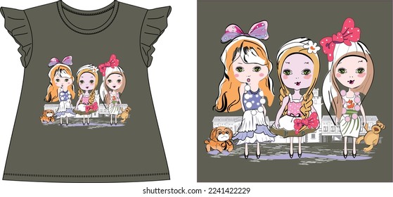 doll with t shirt graphic design vector illustration 