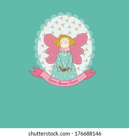 Doll theme Scrapbook Card - with place for your text- in vector