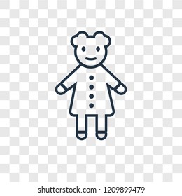Doll toy concept vector linear icon isolated on transparent background, Doll toy concept transparency concept in outline style