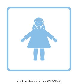 Doll toy ico. Blue frame design. Vector illustration.