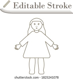 Doll Toy Icon. Editable Stroke Simple Design. Vector Illustration.