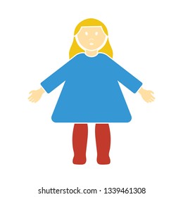 Doll toy icon. Flat color design. Vector illustration.