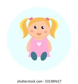 Doll toy icon. Flat design. Vector illustration.