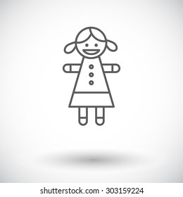 Doll toy icon. Thin line flat vector related icon for web and mobile applications. It can be used as - logo, pictogram, icon, infographic element. Vector Illustration. 