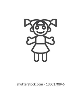 Doll toy line icon. linear style sign for mobile concept and web design. Baby doll outline vector icon. Symbol, logo illustration. Vector graphics
