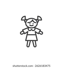 Doll toy line icon. linear style sign for mobile concept and web design. Girl doll outline vector icon. Symbol, logo illustration. Vector graphics