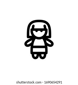 Ilustración vectorial de icono de esquema de juguete de la muñeca
