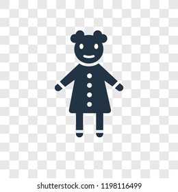 Doll toy vector icon isolated on transparent background, Doll toy transparency logo concept
