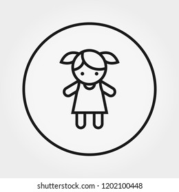 Doll. Universal icon for web and mobile application. Vector illustration on a white background. Editable Thin line.