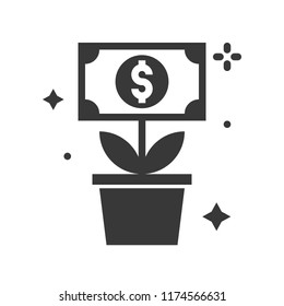 dolla bill tree icon, business and investment concept