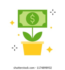 dolla bill tree icon, business and investment concept