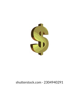 Dollar, 3d, gold geometric symbol simple logo vector