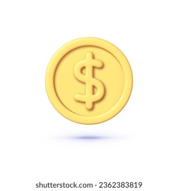 Dollar 3d in realistic style. Finance concept. Business success. Vector icon illustration