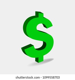 Dollar 3d vector icon. A symbol of money, prosperity. Business illustratio dollar. Layers grouped for easy editing illustration. For your design.