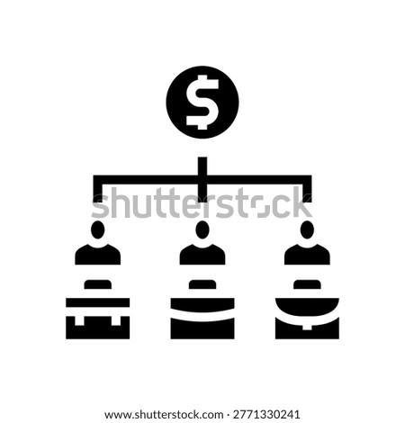 dollar above different job roles glyph icon vector. dollar above different job roles sign. isolated symbol illustration