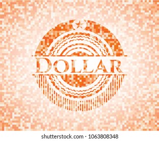 Dollar abstract orange mosaic emblem