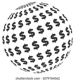 Dollar Abstract Sphere vector illustration. Modern 3d effect design for business.