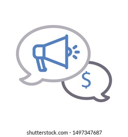 dollar ads colour line vetor icon
