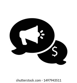 dollar ads glyph flat vector icon