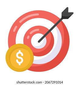 Dollar with aim, flat icon of target money