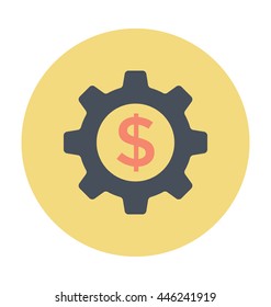 Dollar Among Cogwheel Colored Vector Icon