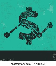 Dollar analysis design on green background,grunge vector