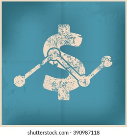 
Dollar analysis design on old background,grunge vector