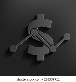 Dollar analysis symbol on dark background,clean vector