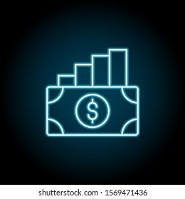 Dollar, analytics blue neon icon. Simple thin line, outline vector of saving money icons for ui and ux, website or mobile application
