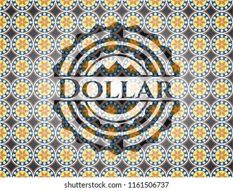 Dollar arabic emblem background. Arabesque decoration.