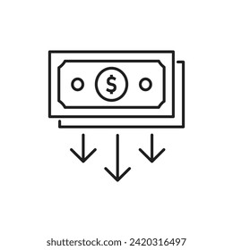 Dollar arrow decrease icon design, cash money with arrow symbol, vector illustration